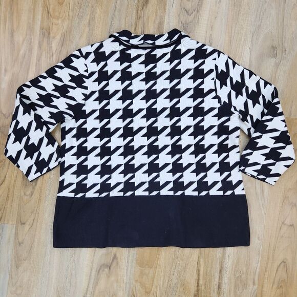 🔹️Worthington Black & White Houndstooth Double Breasted Sweater Jacket XLarge - Picture 3 of 12